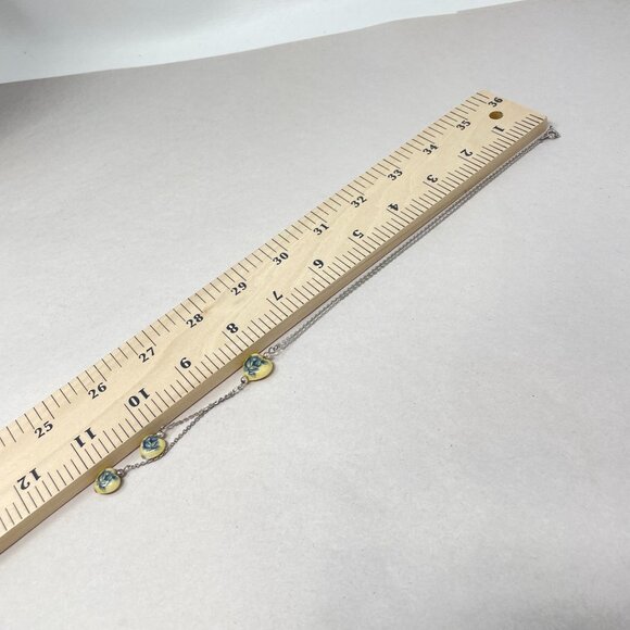 Vintage Japan Necklace & Bracelet Set Blue Rose Y-Drop Chain Dainty Heart - Picture 13 of 13